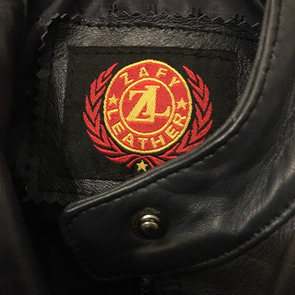 Genuine Leather Navy Blue Motorcycle Jacket - Picture 6 of 6